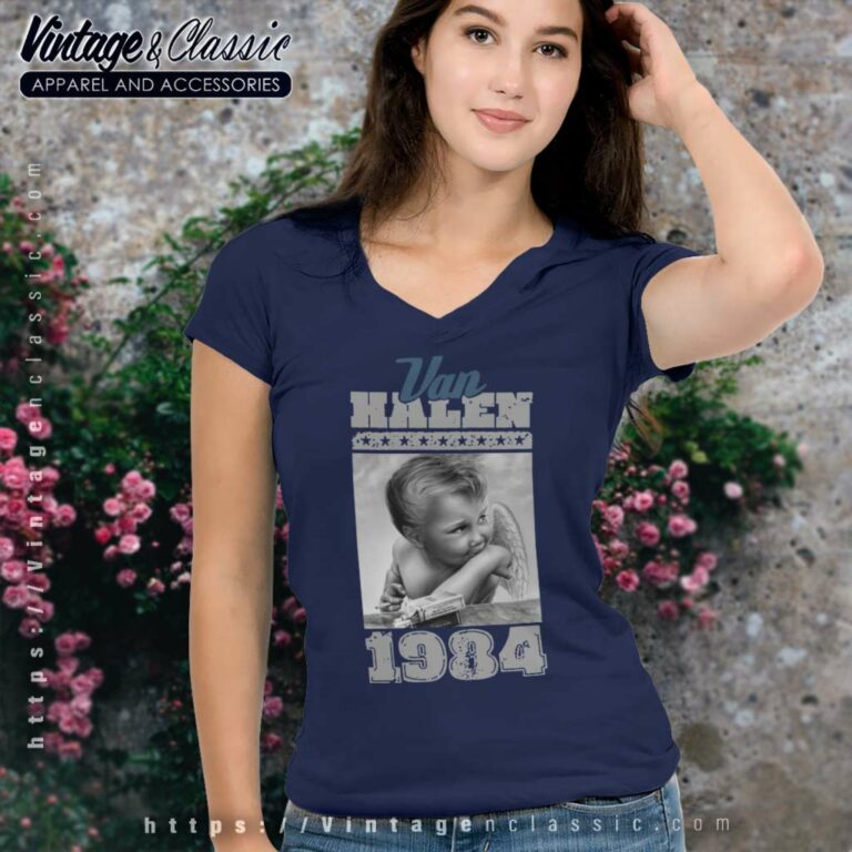 Van Halen Baby Angel 1984 V Neck TShirt Van Halen Baby Angel 1984 V Neck TShirt