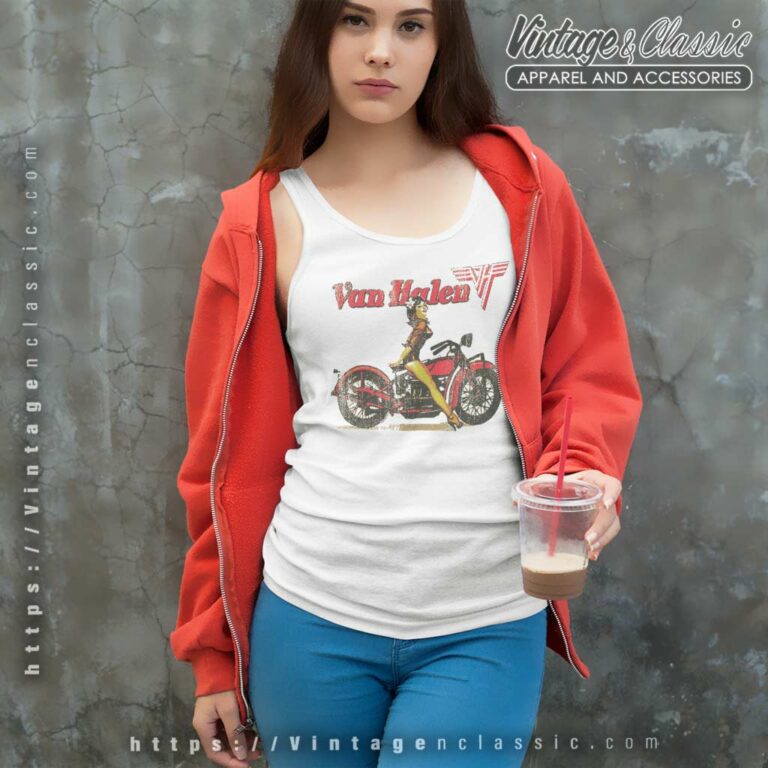 Van Halen Biker Pin Up Tank Top Racerback Van Halen Biker Pin Up Tank Top Racerback