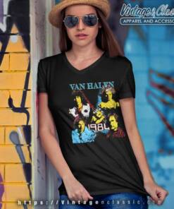 Van Halen World Tour 1984 Shirt 6 Van Halen World Tour 1984 V Neck TShirt