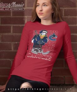 Vancouver Canucks Donald Duck Hockey Shirt 1 Vancouver Canucks Donald Duck Hockey Shirt Long Sleeve Tee