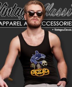 Vancouver Canucks Halloween Horror Movie Pumpkin Tank Top Racerback