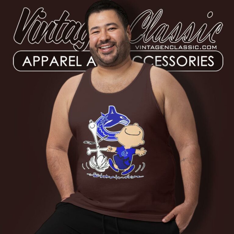 Vancouver Canucks Snoopy And Charlie Brown Dancing Tank Top Racerback Vancouver Canucks Snoopy And Charlie Brown Dancing Tank Top Racerback