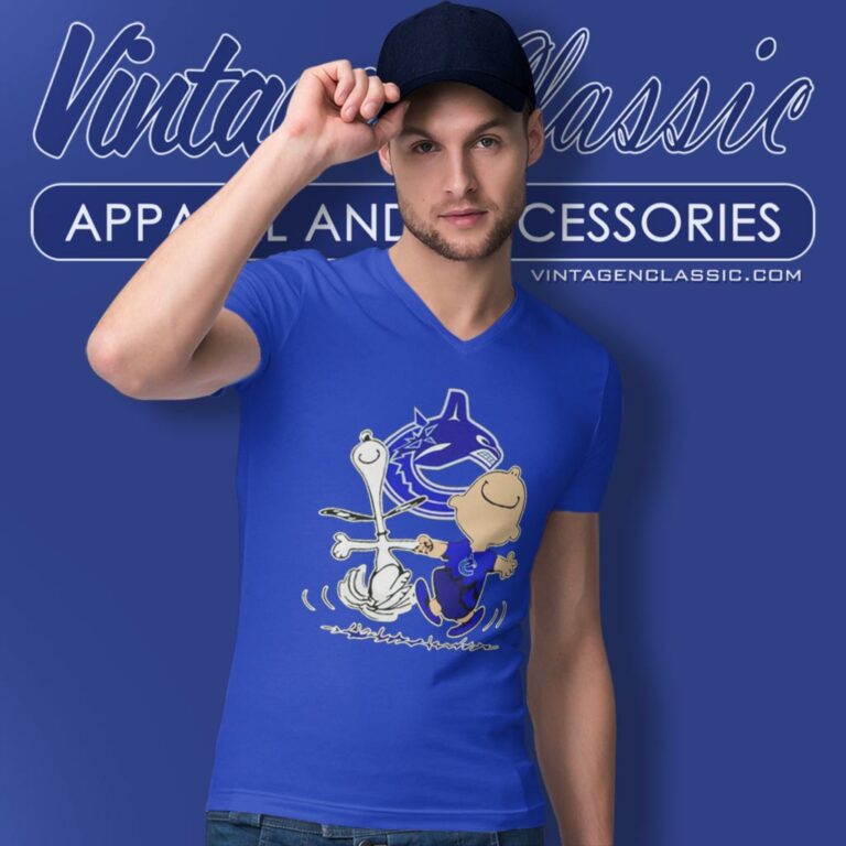 Vancouver Canucks Snoopy And Charlie Brown Dancing V Neck TShirt Vancouver Canucks Snoopy And Charlie Brown Dancing V Neck TShirt