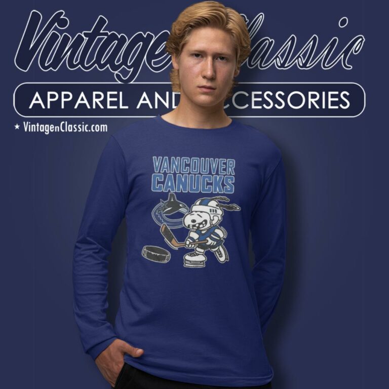 Vancouver Canucks Snoopy Hockey Long Sleeve Tee Vancouver Canucks Snoopy Hockey Long Sleeve Tee