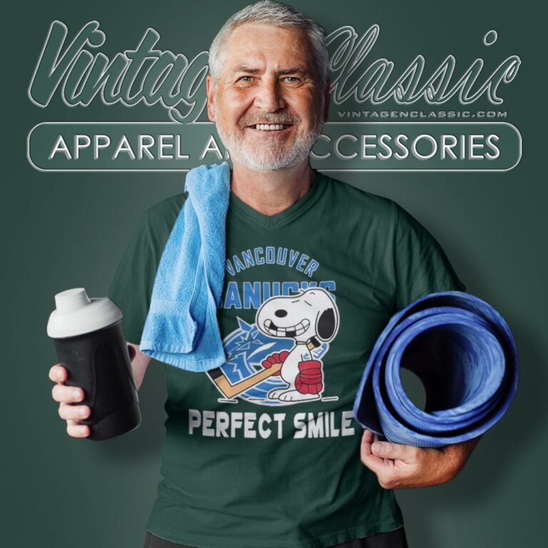 Vancouver Canucks Snoopy Perfect Smile V Neck TShirt Vancouver Canucks Snoopy Perfect Smile V Neck TShirt