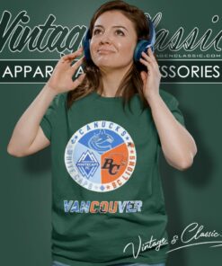 Vancouver Sports Teams Canucks Bc Lions Whitecaps Fc Circle Logo Women T Shirt