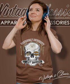 Vanderbilt University Harley Davidson Skull Women T Shirt