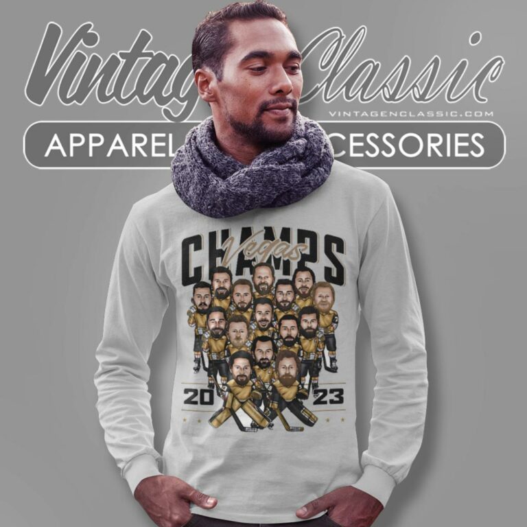 Vegas Golden Knights Champions 2023 Players Caricature Long Sleeve Tee Vegas Golden Knights Champions 2023 Players Caricature Long Sleeve Tee