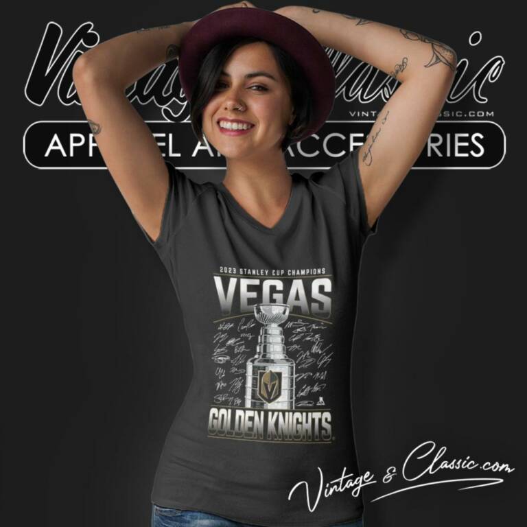 Vegas Golden Knights Fanatics Branded 2023 Stanley Cup Champions Signature Roster V Neck TShirt Vegas Golden Knights Fanatics Branded 2023 Stanley Cup Champions Signature Roster V Neck TShirt