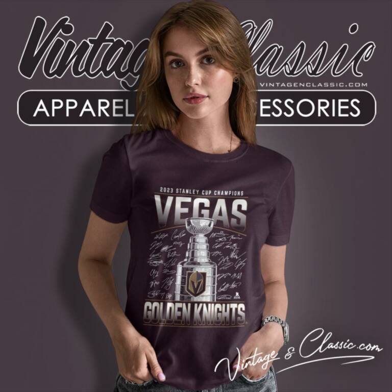 Vegas Golden Knights Fanatics Branded 2023 Stanley Cup Champions Signature Roster Women T Shirt Vegas Golden Knights Fanatics Branded 2023 Stanley Cup Champions Signature Roster Women T Shirt