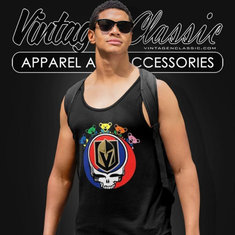 Vegas Golden Knights Grateful Dead Dancing Bear Tank Top Racerback Vegas Golden Knights Grateful Dead Dancing Bear Tank Top Racerback