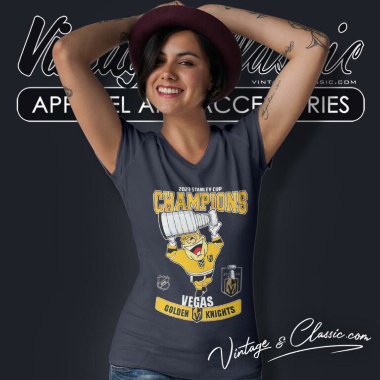 Vegas Golden Knights Mascot Stanley Cup 2023 V Neck TShirt Vegas Golden Knights Mascot Stanley Cup 2023 V Neck TShirt