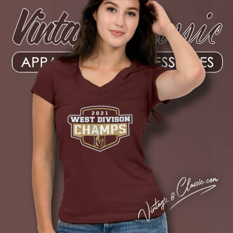 Vegas Golden Knights West Division 2021 Champs V Neck TShirt Vegas Golden Knights West Division 2021 Champs V Neck TShirt