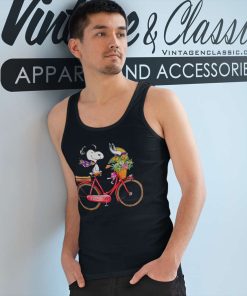 Vikings Snoopy On Bike With Flower Minnesota Vikings Shirt Tank Top Racerback