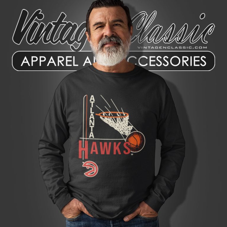 Vintage 1980s Atlanta Hawks Spellout Nba Basketball Long Sleeve Tee Vintage 1980s Atlanta Hawks Spellout Nba Basketball Long Sleeve Tee