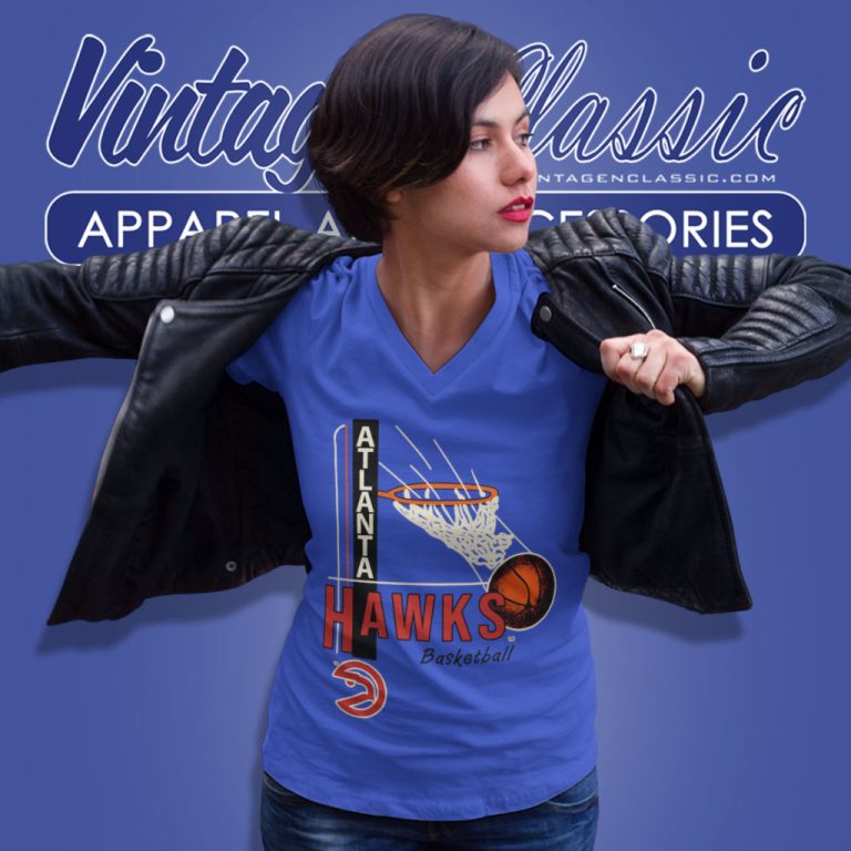 Vintage 1980s Atlanta Hawks Spellout Nba Basketball V Neck TShirt Vintage 1980s Atlanta Hawks Spellout Nba Basketball V Neck TShirt