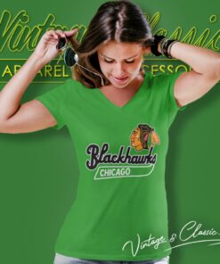 Vintage 1980s Chicago Blackhawks Hockey V Neck TShirt