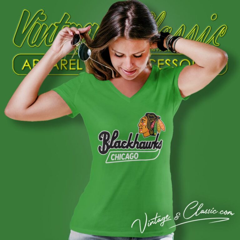 Vintage 1980s Chicago Blackhawks Hockey V Neck TShirt Vintage 1980s Chicago Blackhawks Hockey V Neck TShirt