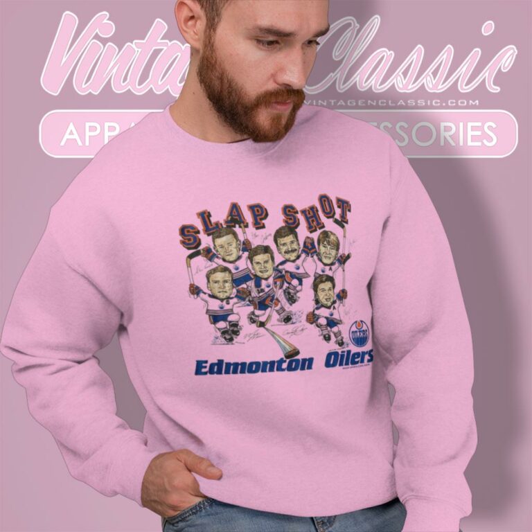 Vintage 1980s Edmonton Oilers Big Head Slapshot Caricature Sweatshirt Vintage 1980s Edmonton Oilers Big Head Slapshot Caricature Sweatshirt