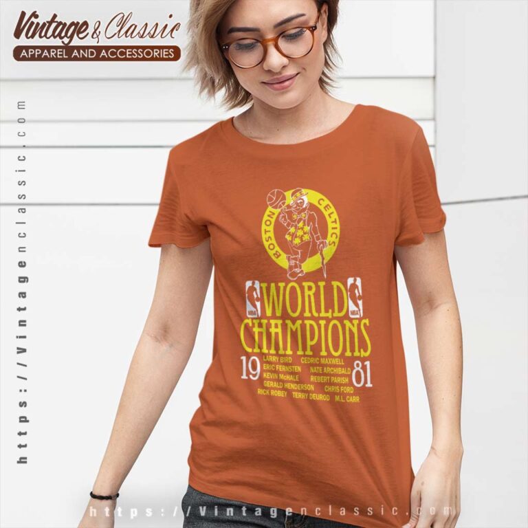Vintage 1981 Boston Celtics World Champions Graphic Women TShirt Vintage 1981 Boston Celtics World Champions Graphic Women TShirt