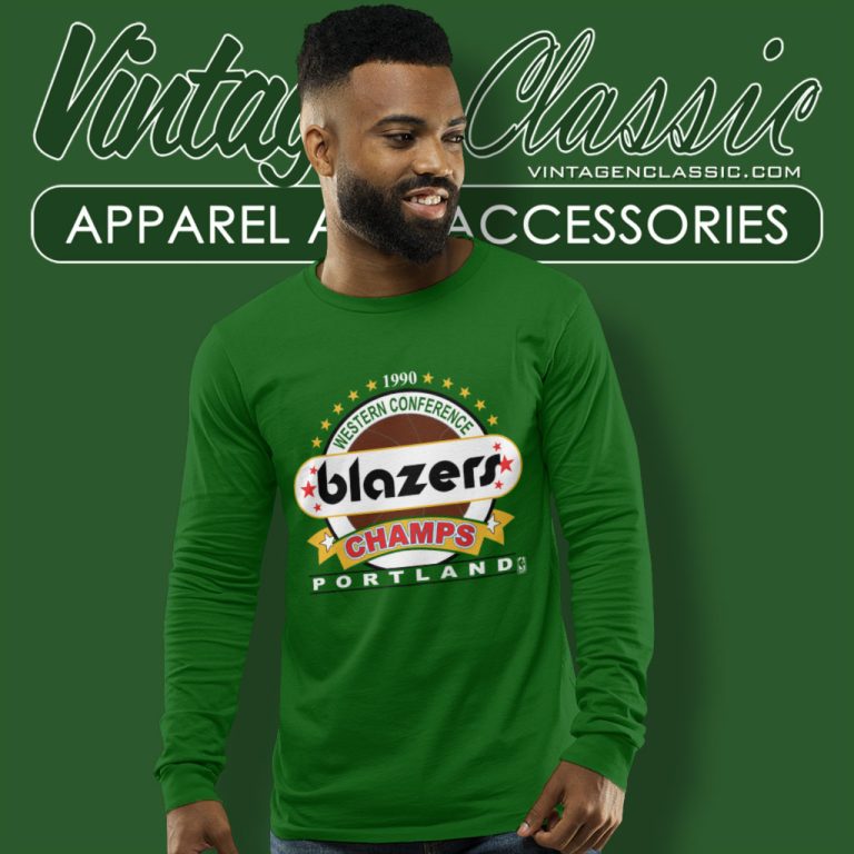 Vintage 1990 Portland Trail Blazers Western Champs Long Sleeve Tee Vintage 1990 Portland Trail Blazers Western Champs Long Sleeve Tee