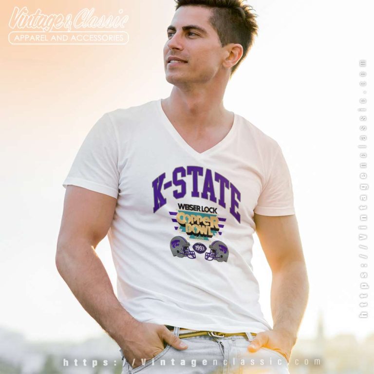 Vintage 1993 Kansas State University Wildcats Copper Bowl V Neck TShirt Vintage 1993 Kansas State University Wildcats Copper Bowl V Neck TShirt