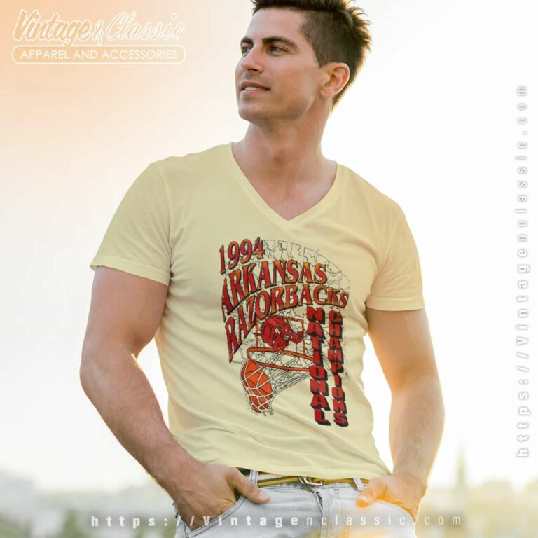 Vintage 1994 Arkansas Razorbacks National Champions V Neck TShirt Vintage 1994 Arkansas Razorbacks National Champions V Neck TShirt