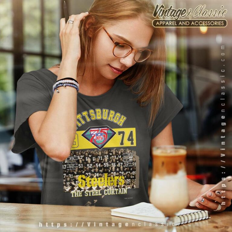 Vintage 1994 Pittsburgh Steelers The Steel Curtain Women TShirt Vintage 1994 Pittsburgh Steelers The Steel Curtain Women TShirt