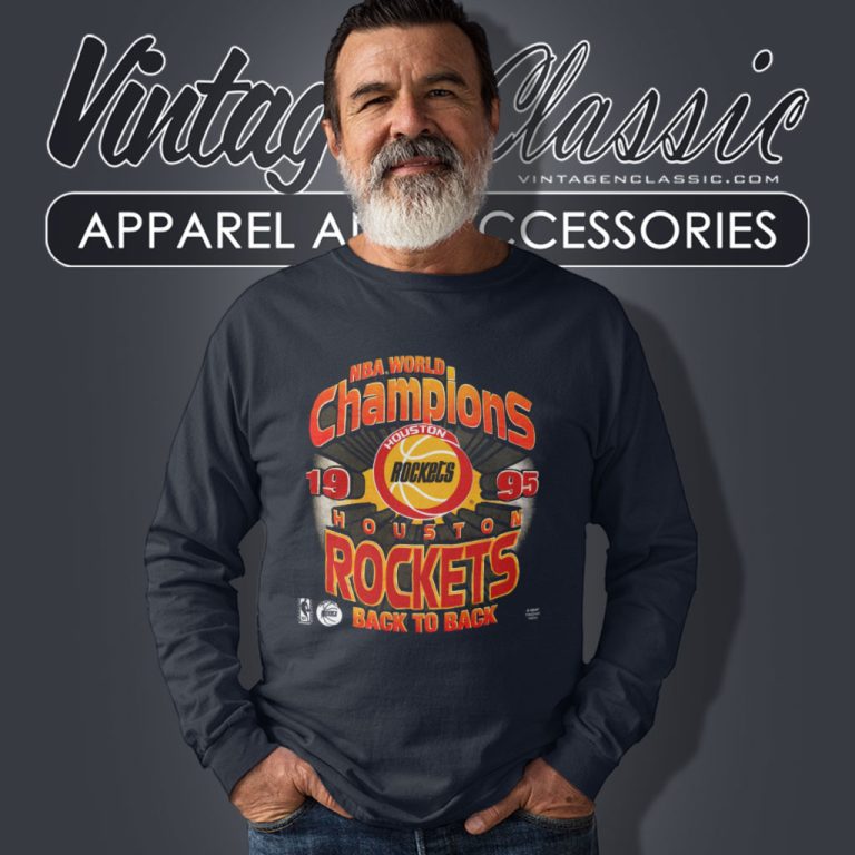 Vintage 1995 Nba World Champions Houston Rockets Back To Back Long Sleeve Tee Vintage 1995 Nba World Champions Houston Rockets Back To Back Long Sleeve Tee