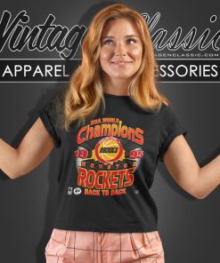 Vintage 1995 Nba World Champions Houston Rockets Back To Back Women T Shirt