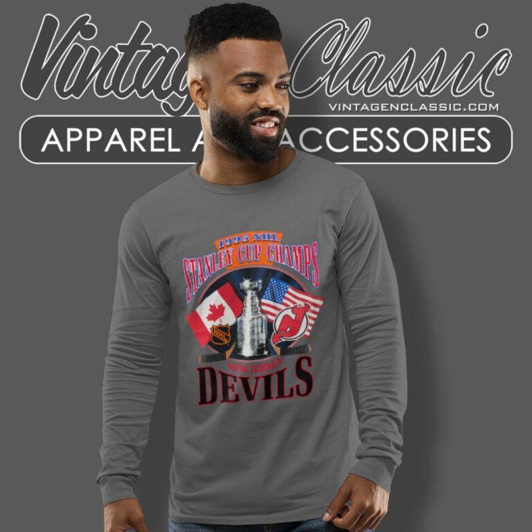 Vintage 1995 Nhl New Jersey Devils Stanley Cup Champions Long Sleeve Tee Vintage 1995 Nhl New Jersey Devils Stanley Cup Champions Long Sleeve Tee