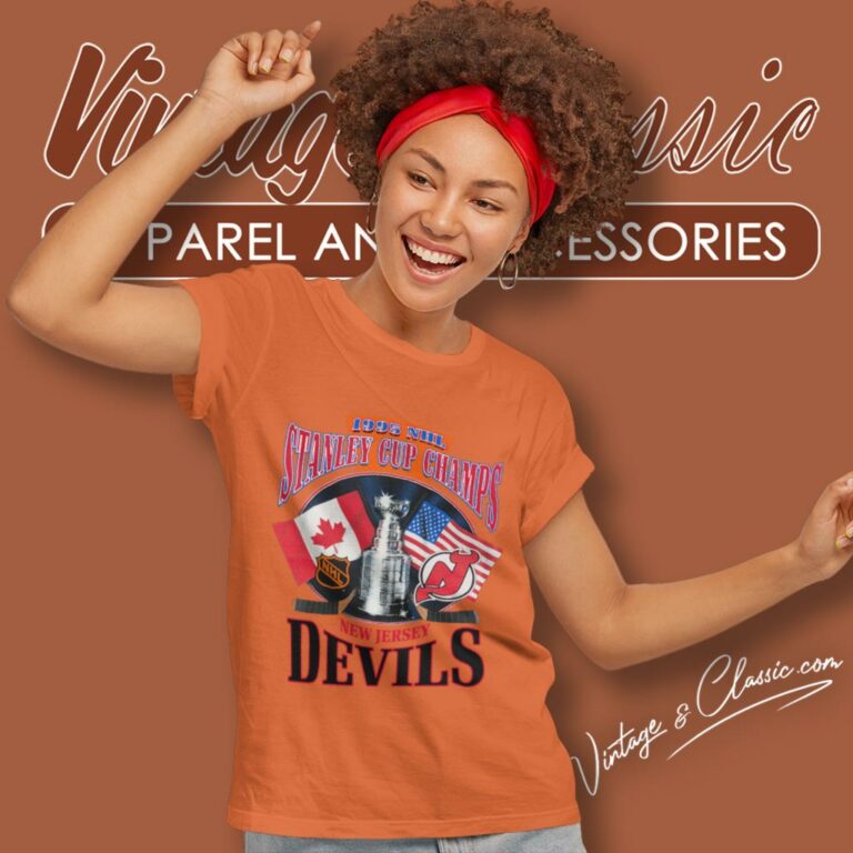 Vintage 1995 Nhl New Jersey Devils Stanley Cup Champions Women T Shirt Vintage 1995 Nhl New Jersey Devils Stanley Cup Champions Women T Shirt