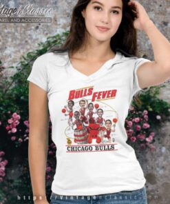 Vintage 80s Chicago Bulls Fever Caricature V Neck TShirt