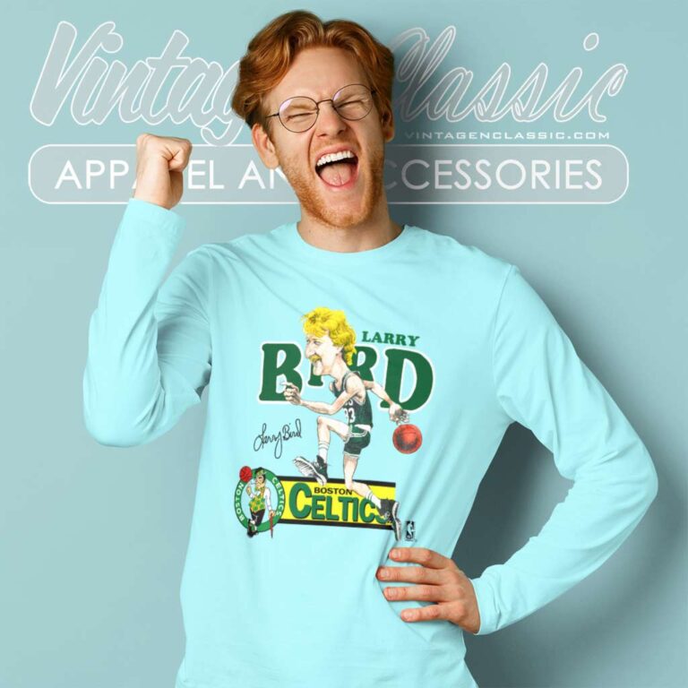Vintage 80s Larry Bird Boston Celtics Caricature Long Sleeve Tee Vintage 80s Larry Bird Boston Celtics Caricature Long Sleeve Tee