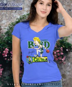 Vintage 80s Larry Bird Boston Celtics Caricature V Neck TShirt