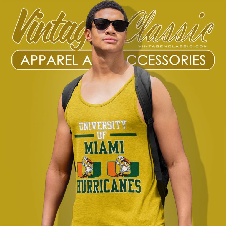 Vintage 80s Miami Hurricanes Spellout Graphic Tank Top Racerback Vintage 80s Miami Hurricanes Spellout Graphic Tank Top Racerback