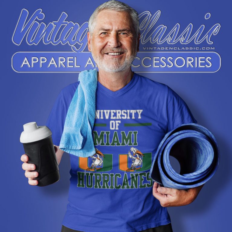 Vintage 80s Miami Hurricanes Spellout Graphic V Neck TShirt Vintage 80s Miami Hurricanes Spellout Graphic V Neck TShirt