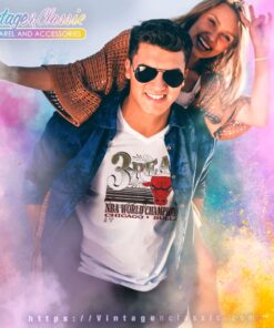 Vintage 90s Chicago Bulls 3 Peat Nba World Champions V Neck TShirt