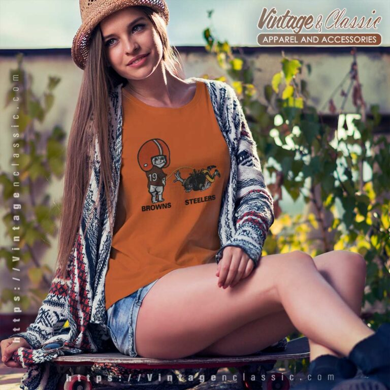 Vintage 90s Cleveland Browns Peeing On The Pittsburgh Steelers Women TShirt Vintage 90s Cleveland Browns Peeing On The Pittsburgh Steelers Women TShirt