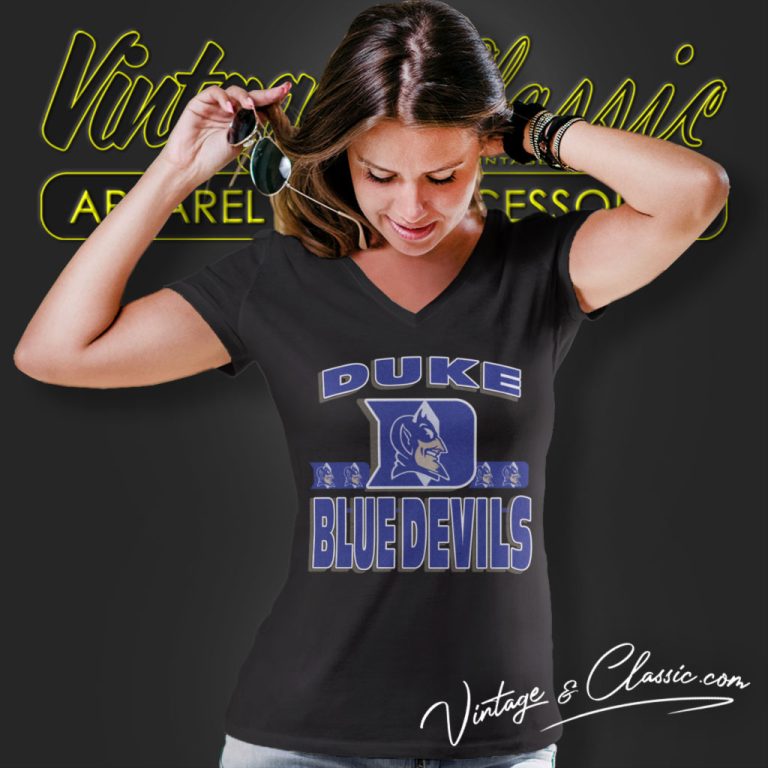 Vintage 90s Duke University Blue Devils V Neck TShirt Vintage 90s Duke University Blue Devils V Neck TShirt