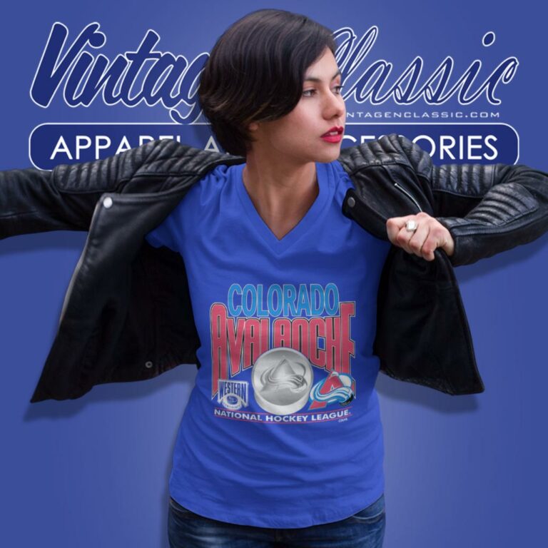 Vintage 90s Logo Athletic Colorado Avalanche V Neck TShirt Vintage 90s Logo Athletic Colorado Avalanche V Neck TShirt