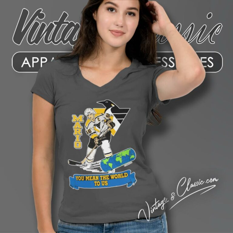 Vintage 90s Mario Lemieux Pittsburgh Penguins V Neck TShirt Vintage 90s Mario Lemieux Pittsburgh Penguins V Neck TShirt