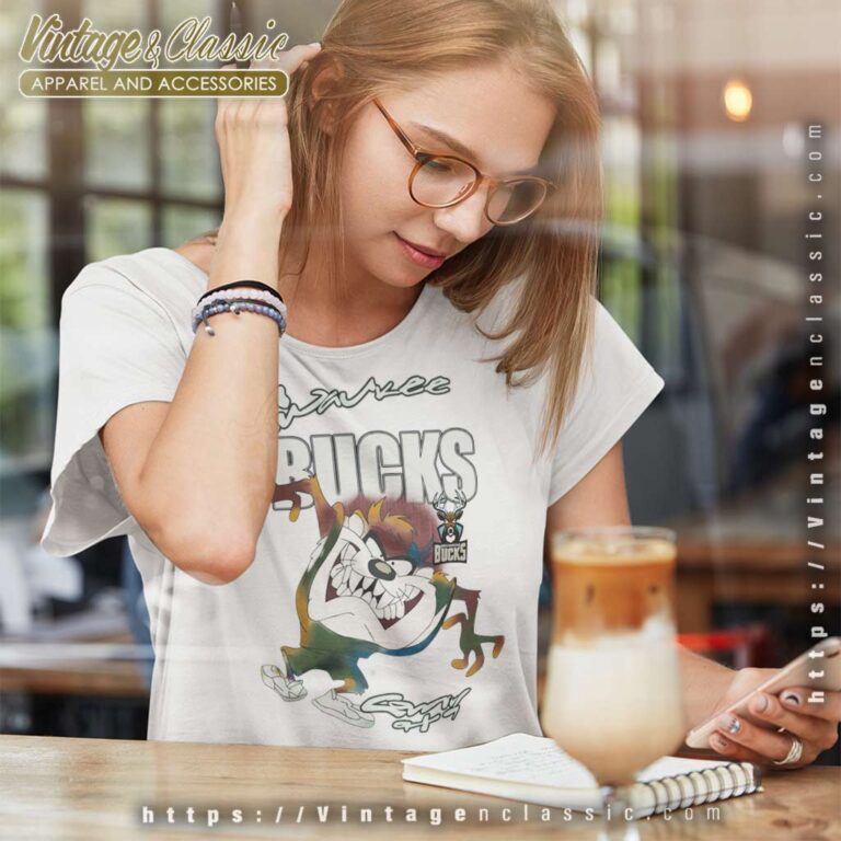 Vintage 90s Milwaukee Bucks Nba Looney Tunes Taz Women TShirt Vintage 90s Milwaukee Bucks Nba Looney Tunes Taz Women TShirt