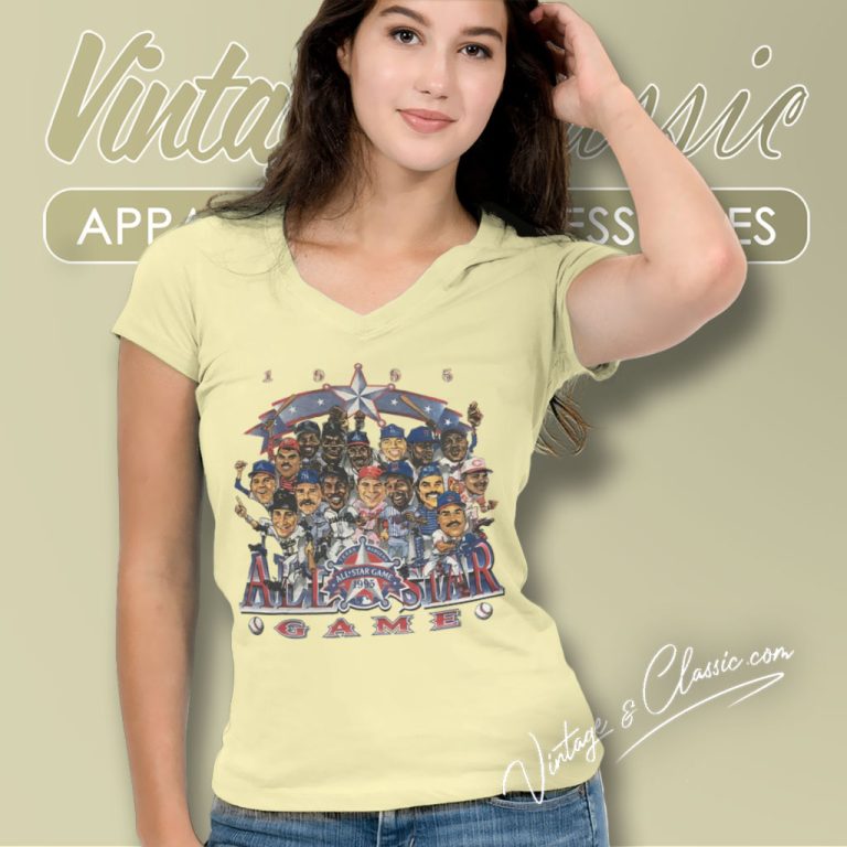 Vintage 90s Texas Rangers Baseball All Star Game 1995 Mlb V Neck TShirt Vintage 90s Texas Rangers Baseball All Star Game 1995 Mlb V Neck TShirt