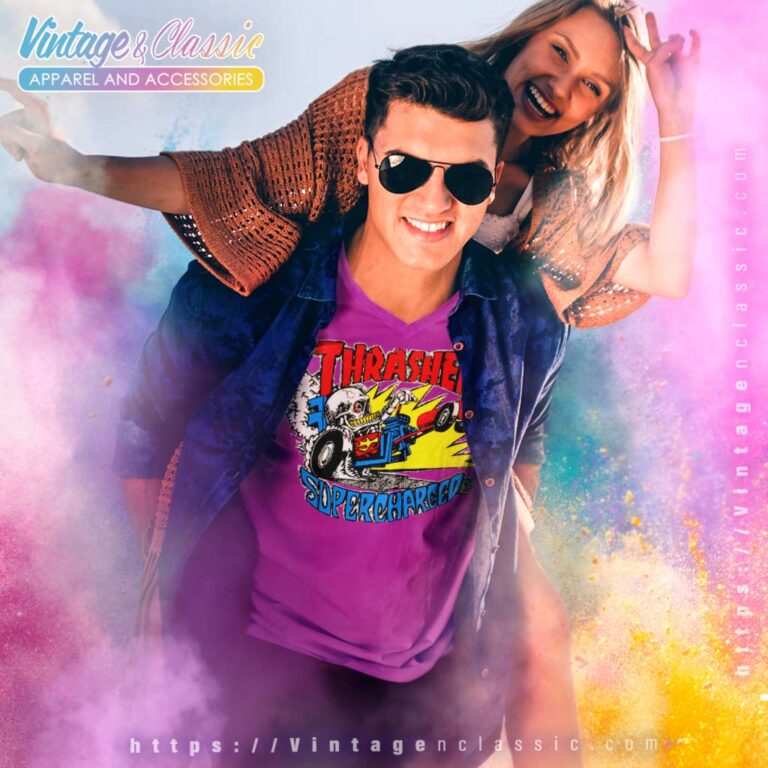 Vintage 90s Thrasher Supercharges V Neck TShirt Vintage 90s Thrasher Supercharges V Neck TShirt