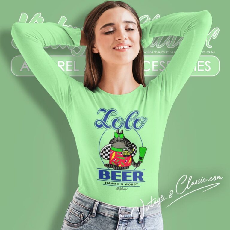 Vintage B Kliban Fat Cat Lolo Beer Hawaii Long Sleeve Tee Vintage B Kliban Fat Cat Lolo Beer Hawaii Long Sleeve Tee