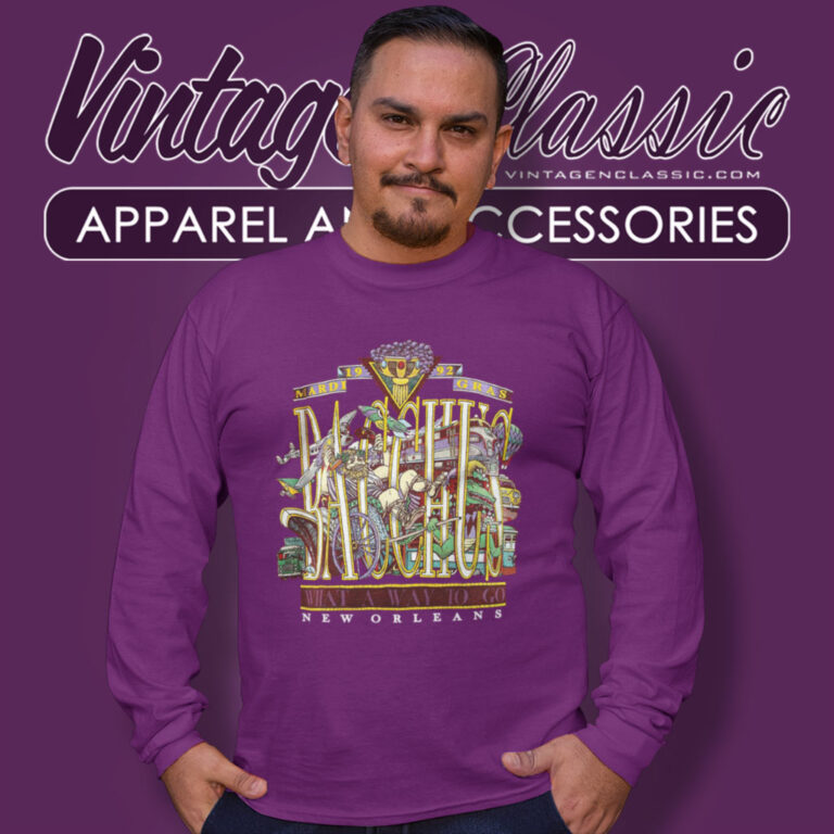 Vintage Bacchus Mardi Gras New Orleans Long Sleeve Tee Vintage Bacchus Mardi Gras New Orleans Long Sleeve Tee