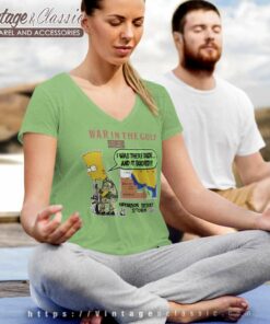 Vintage Bart Simpson Shirt War In The Gulf Operation Desert Storm V Neck TShirt 1