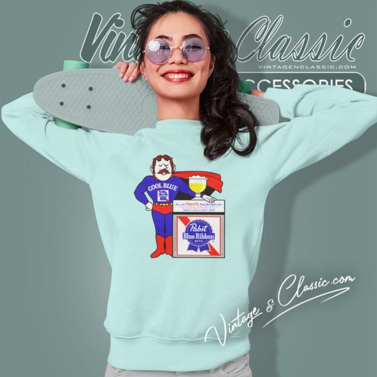Vintage Beer Pabst Blue Ribbon Cool Blue Man Sweatshirt Vintage Beer Pabst Blue Ribbon Cool Blue Man Sweatshirt