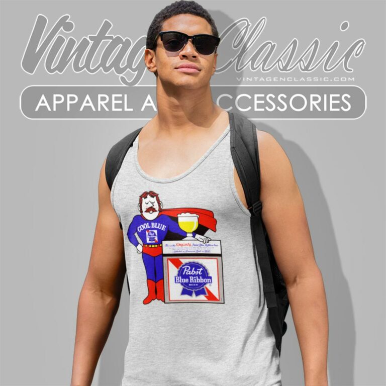 Vintage Beer Pabst Blue Ribbon Cool Blue Man Tank Top Racerback Vintage Beer Pabst Blue Ribbon Cool Blue Man Tank Top Racerback
